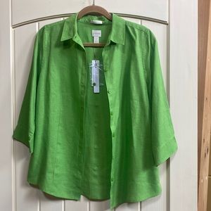 NWT Chico’s Effortless linen button back shirt